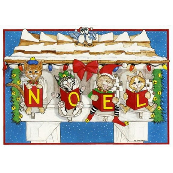 Pipsqueak Productions  Noel Mailbox Cat Christmas Boxed Cards - Pack of 10