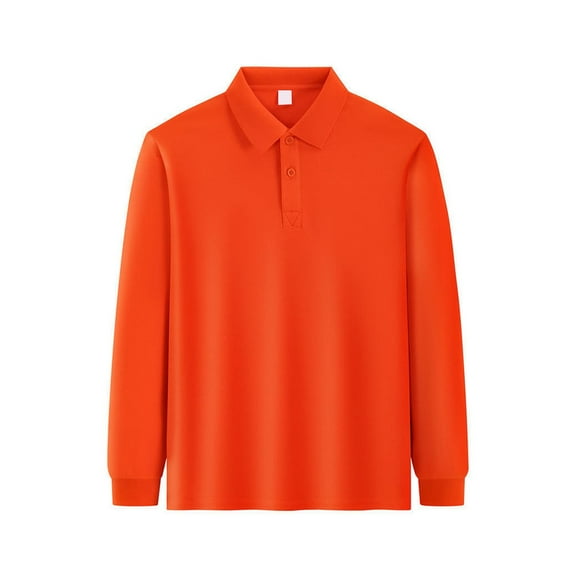 Pique Polo School Uniform Shirt with Long Sleeves for Boys and Girls Orange 120