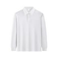 thumbnail image 1 of Pique Polo School Uniform Shirt with Long Sleeves for Boys and Girls White 150, 1 of 3