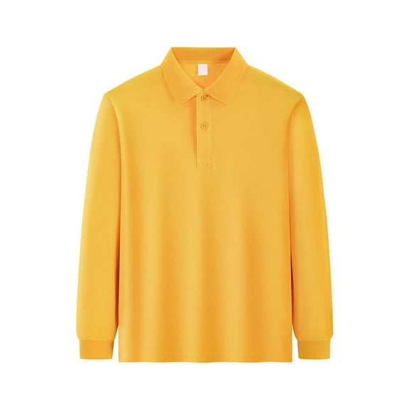 Pique Polo School Uniform Shirt with Long Sleeves for Boys and Girls Yellow 120