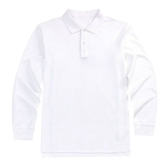 Pique Polo School Uniform Shirt with Long Sleeves for Boys and Girls