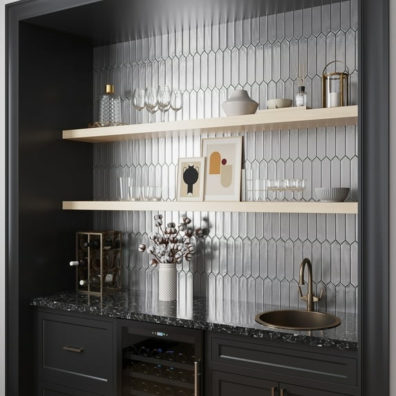 Piquet 2 in. x 10 in. Glossy Silver Metallic Ceramic Picket Wall and Floor Tile (5.38 sq. ft./case) (44-pack)