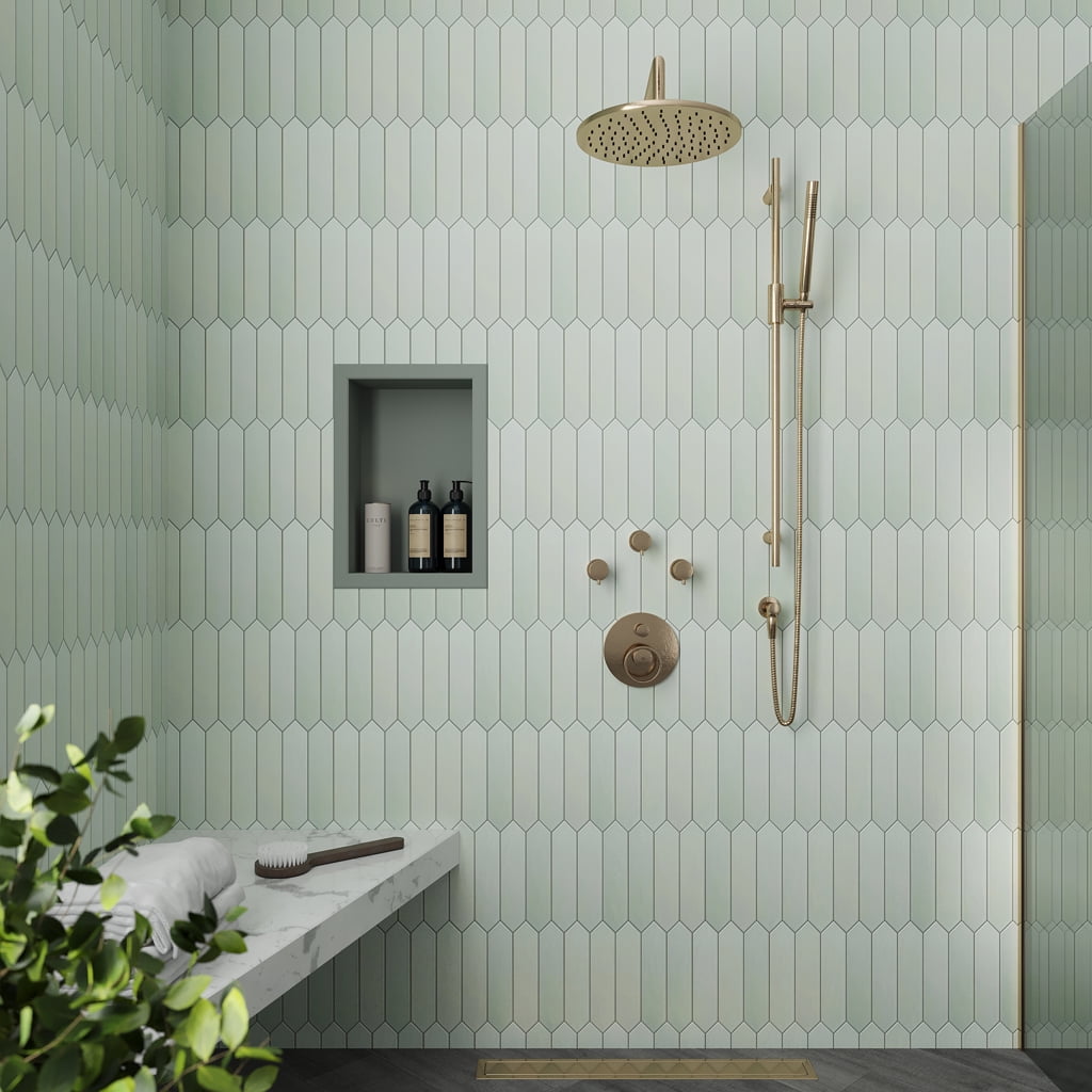 Tea Green Matte Ceramic Picket Wall and Floor Tile