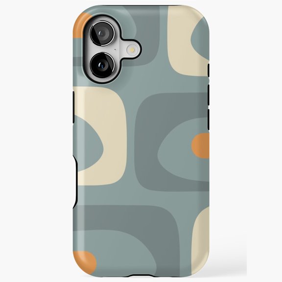 Piquet Abstract Slate Blue Orange Rust Cream Mid Century Case 17 16 15 14 13 12 11 Pro Max