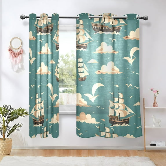 Piracy Ship Blackout Curtains Thermal Insulation 63 inch Grommet for Bedroom Living Room Bathroom Kitchen Windows 2 Pack
