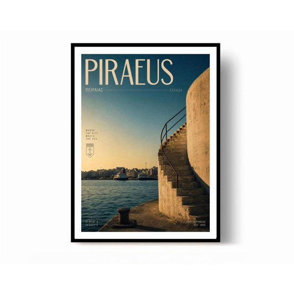 Piraeus Travel Poster Print Greece Poster Wall Decor