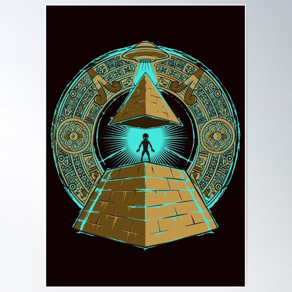 Piramid Alien Poster Wall Art, Modern Wall Decor For Living Room Bedroom, 8x12 UNFRAMED
