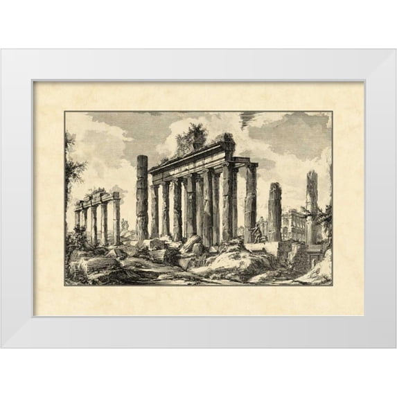 Piranesi, Giovanni 32x24 White Modern Wood Framed Museum Art Print Titled - Vintage Roman Ruins I