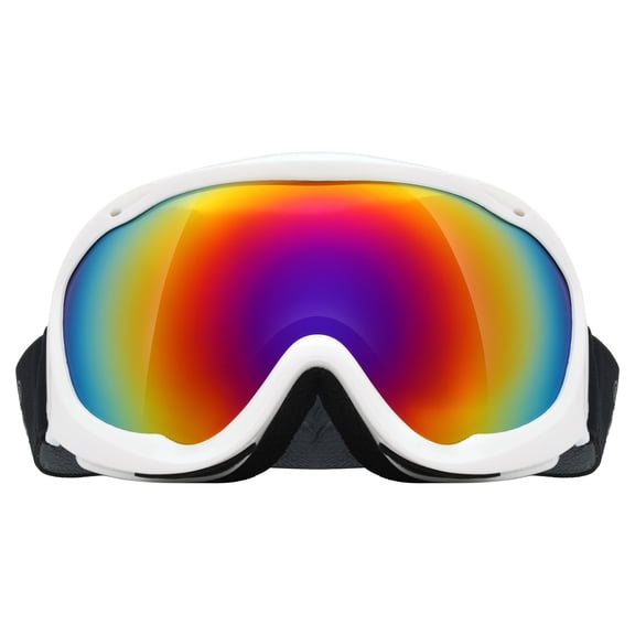 Piranha Eyewear Adventure Glossy White Frame Rainbow Mirror Performance Ski and Snow Goggles