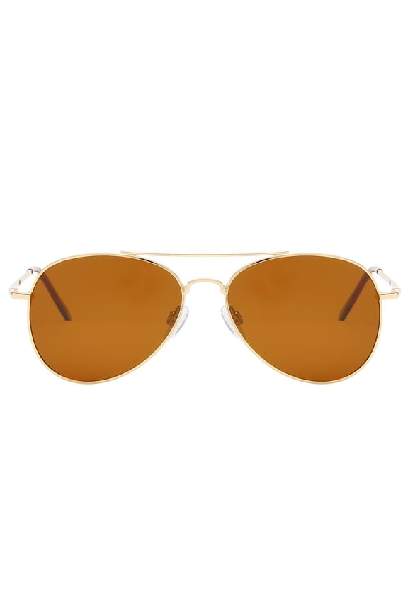 Agenda Gold Frame Unisex Aviator Sunglasses with Brown Polarized Lens