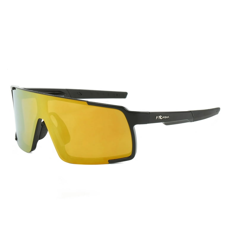 Piranha Eyewear Arthur Black Sports Sunglasses with Orange Mirror