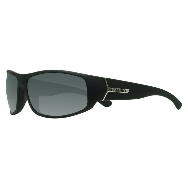 Piranha Eyewear Cappuccino Wide Temple Black Sports Sunglasses for Men with  Smoke Lens