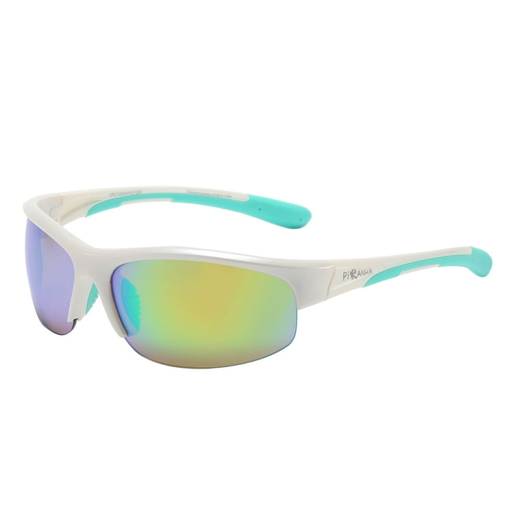 White Sports Sunglasses with Blue-Green Mirror Lens Aerobeam Titanium Sport Sunglasses White Polarized | Scicon  main image 4