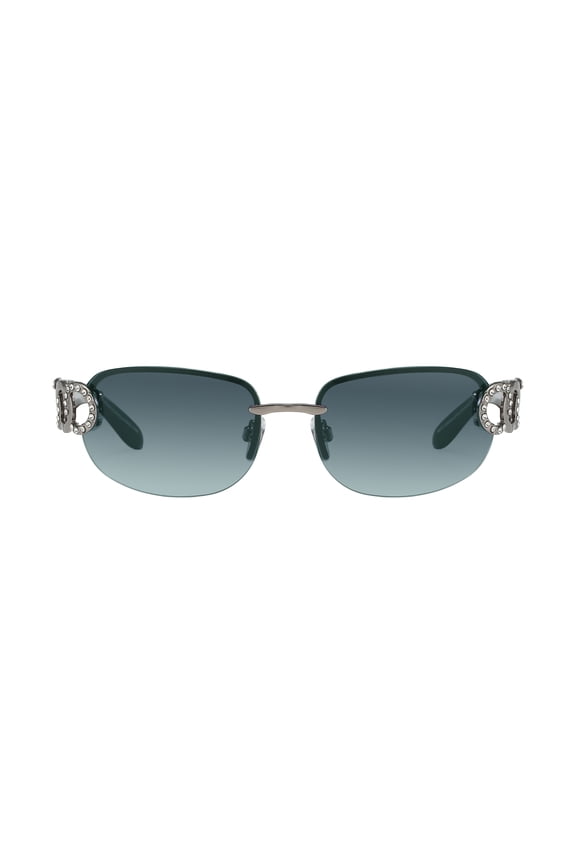 Chloe Semi-Rimless Sunglasses with Smoky Teal Lenses