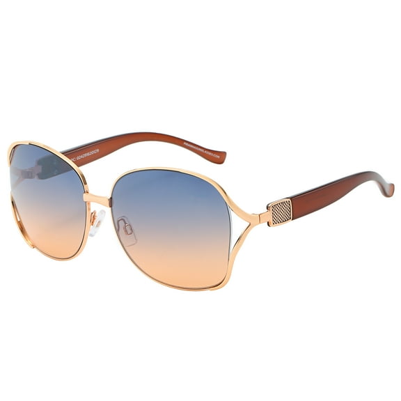 Piranha Eyewear Coco Gold Oversize Fashion Sunglasses for Women with Blue and Peach Gradient Lens