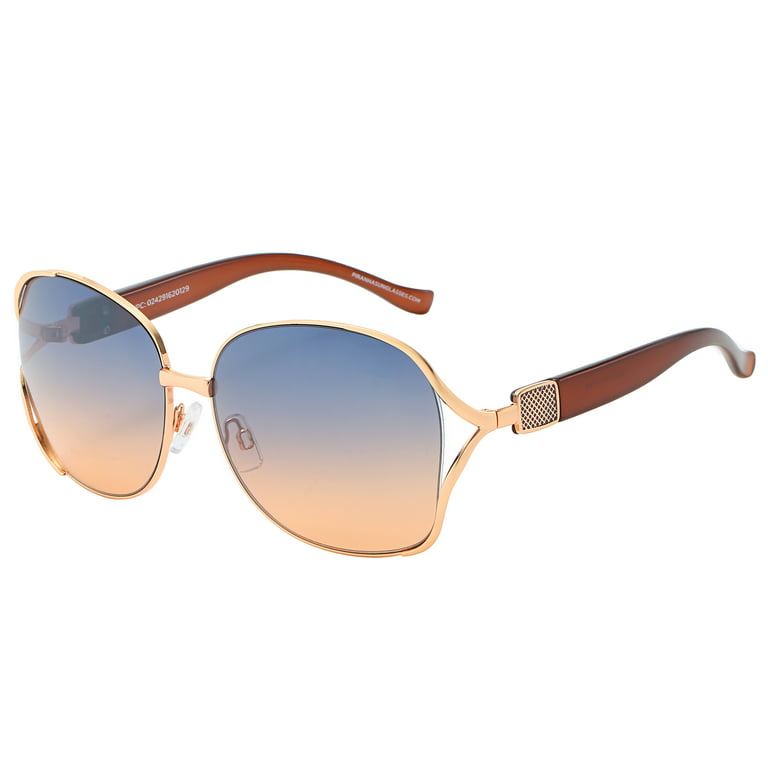 Piranha Eyewear Coco Gold Oversize Fashion Sunglasses for Women with Blue and Peach Gradient Lens, Women's, Size: One size, Brown