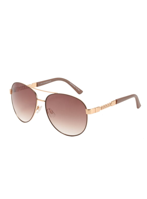 Piranha Eyewear Dove Gold Women's Aviator Sunglasses with Dusk Pink Gradient Lens