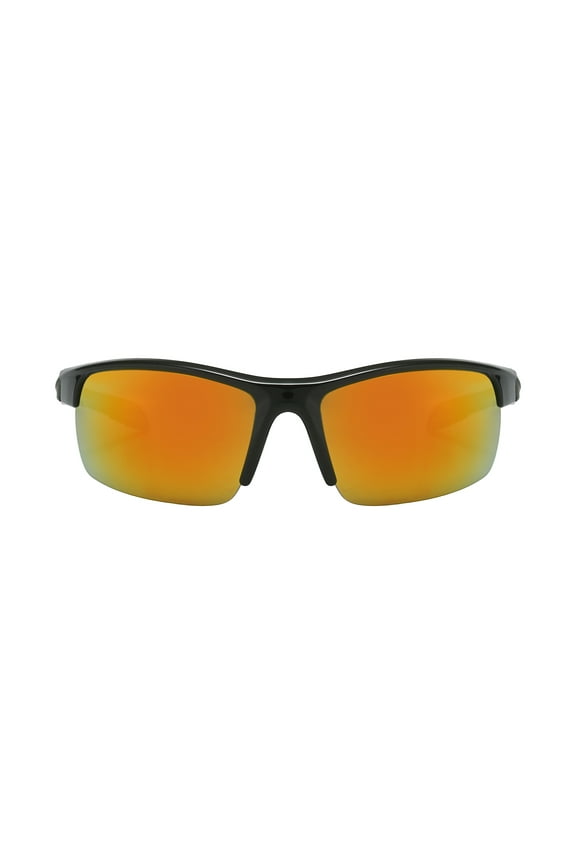Eclipse Half Frame Sports Sunglasses - Orange Mirror Lens