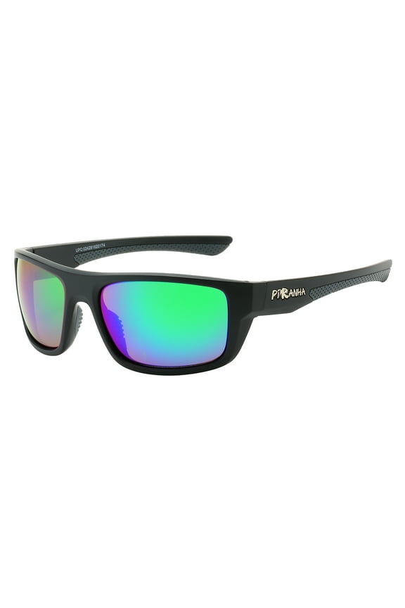 Focus Black Sports Sunglasses for Men with Green Mirror Lens