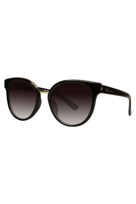 Future Black and Gold Cat Eye Sunglasses with Smoke Gradient Lens