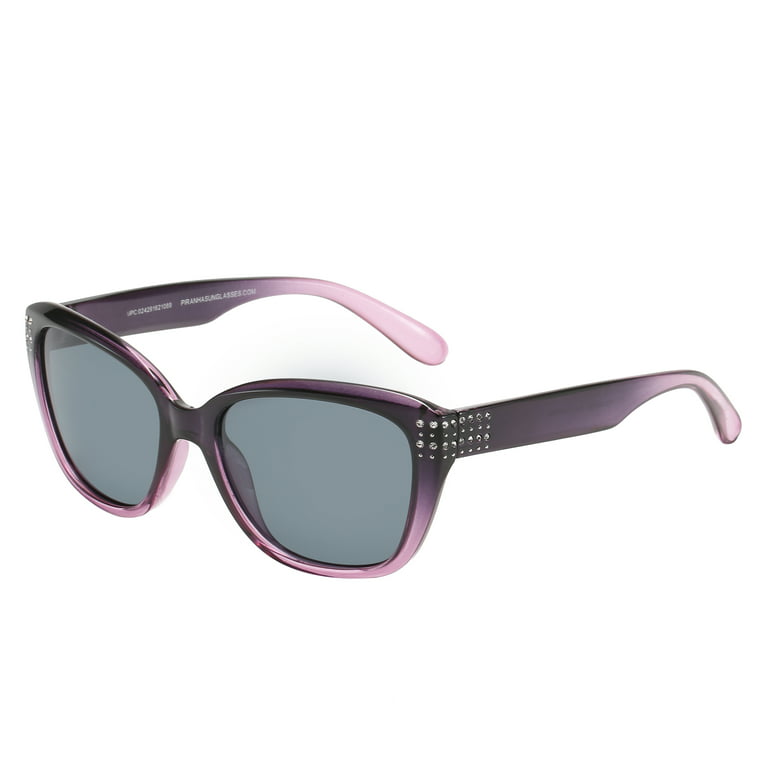 Piranha Eyewear Future Polarized Sunglasses for Women with Ombre Purple  Frames and Smoke Lenses