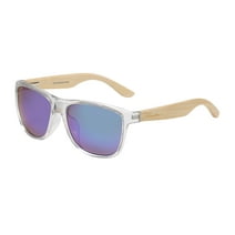 Piranha Eyewear Hardy Unisex Bamboo Sunglasses - Clear with Blue Mirror Lens