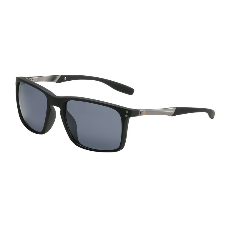 Piranha Eyewear Jack Textured Square Black Sunglasses with Smoke Lens -  Unisex