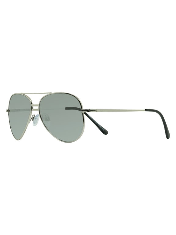Jet Silver Aviator Sunglasses for Men with White Mirror Lens