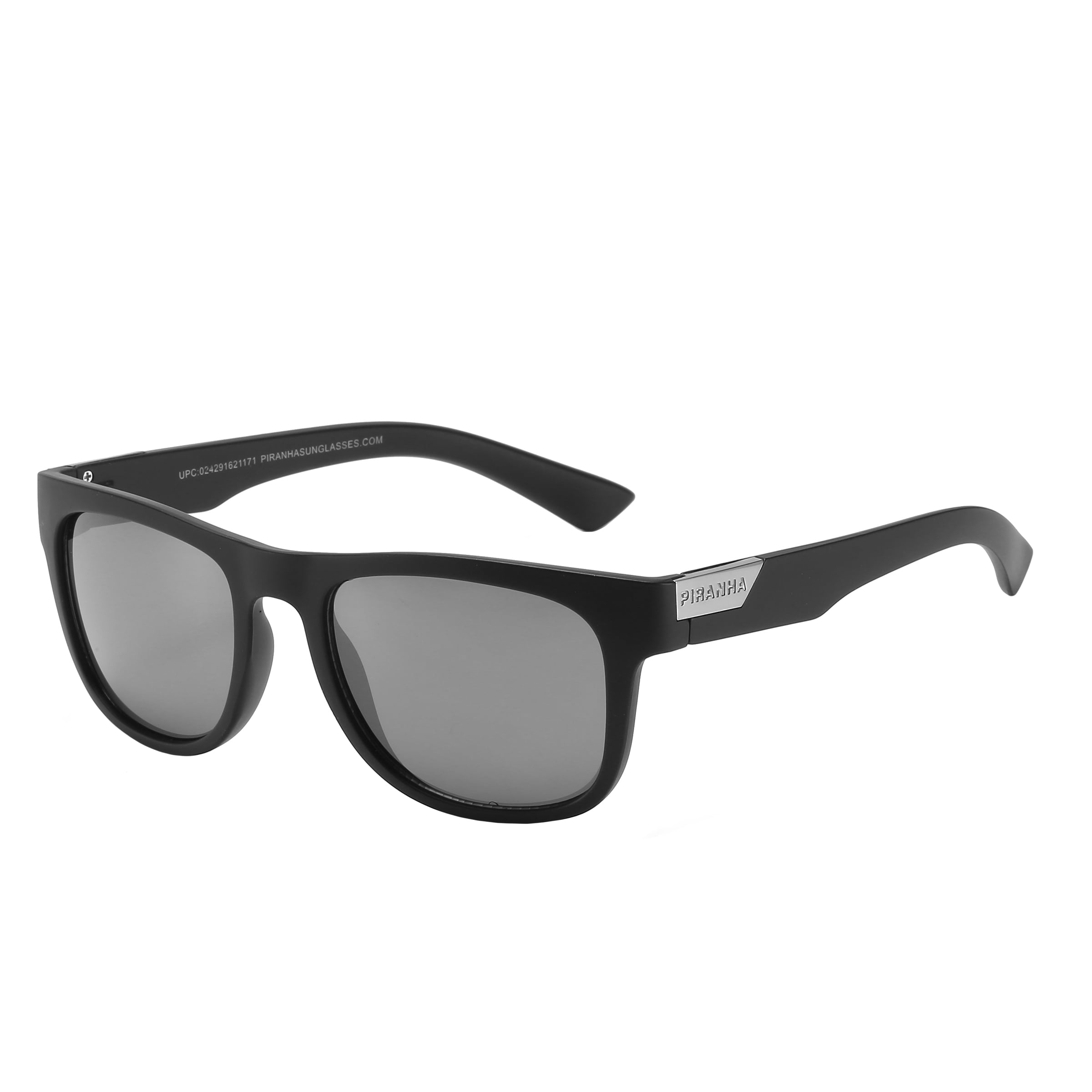 Piranha Eyewear Kemari Square Black Sunglasses for Men with Smoke Lens