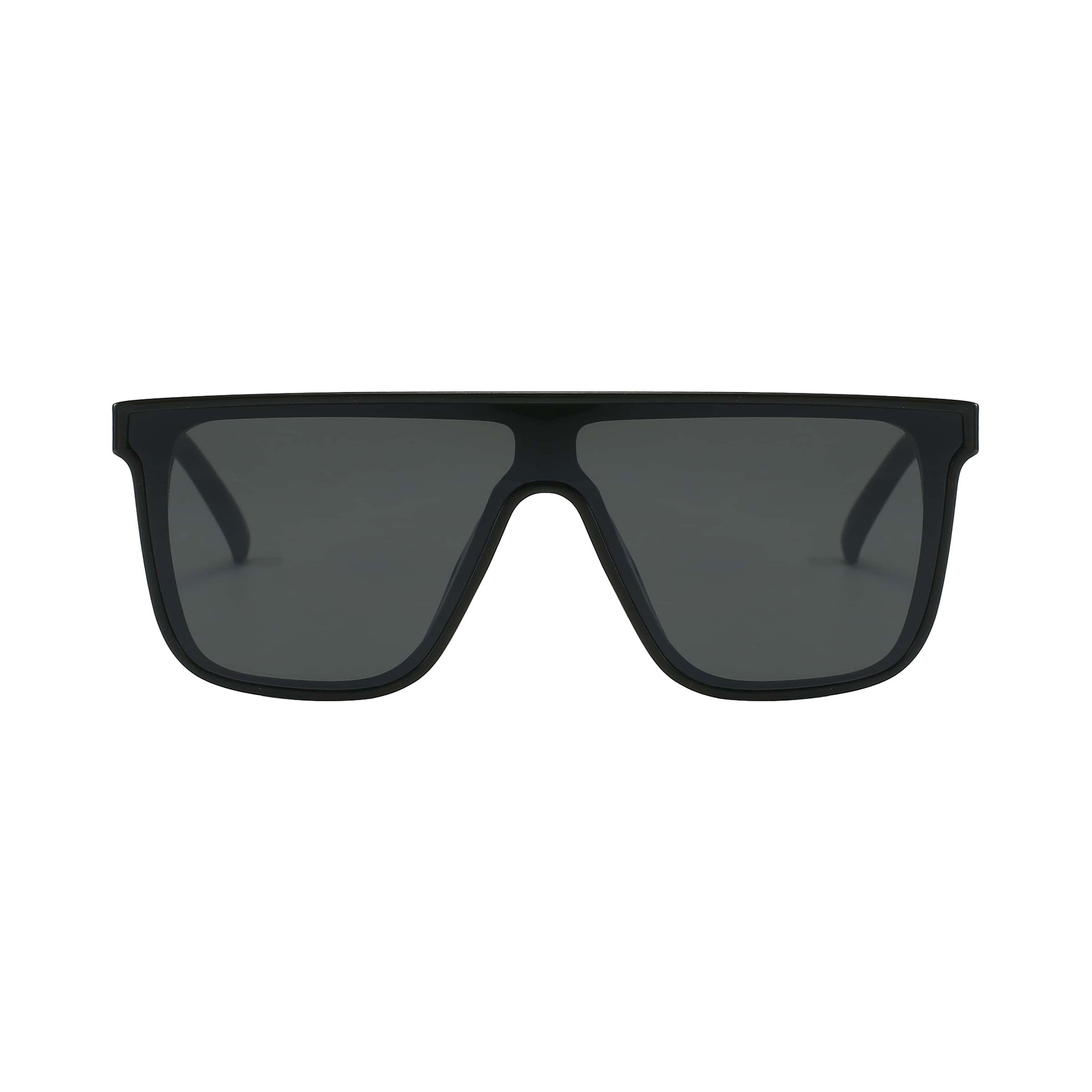 Piranha Eyewear Liam Black Flat Top Unisex Sunglasses with Shield
