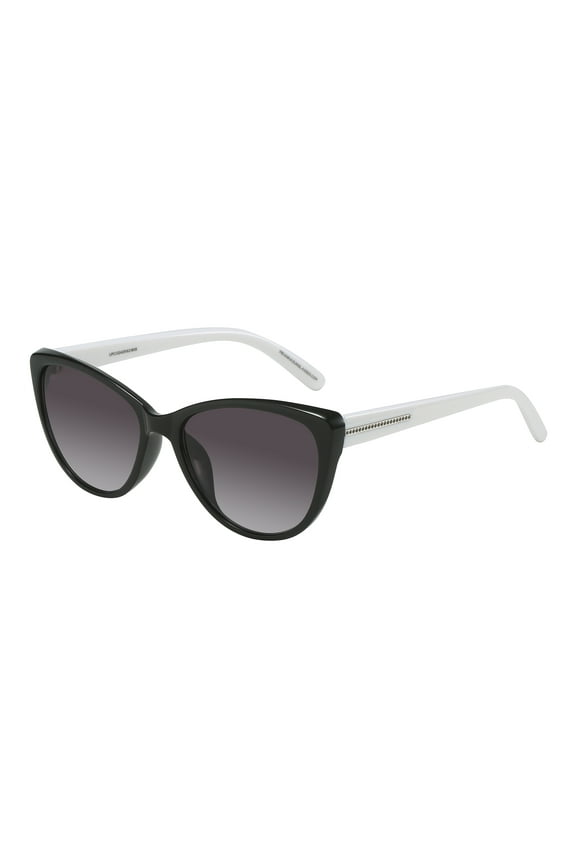 Lily Glossy Black and White Cat Eye Women's Sunglasses