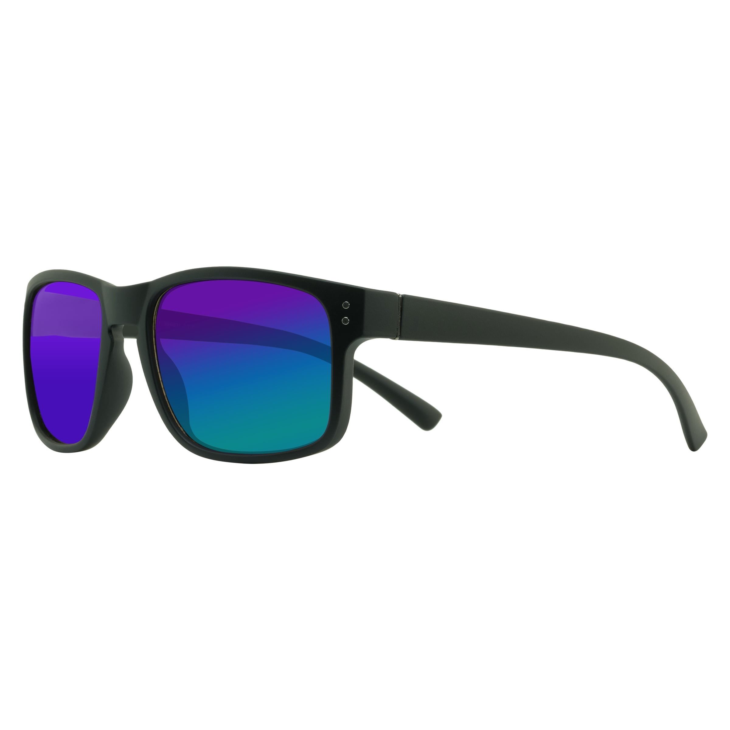 Piranha Eyewear Madison II Square Black Sunglasses with Keyhole Bridge -  Unisex 