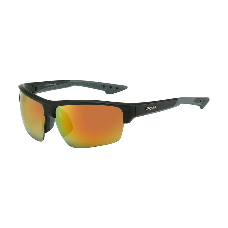 Piranha Eyewear Noah Wide Sports Sunglasses for Men - Orange Mirror Lenses