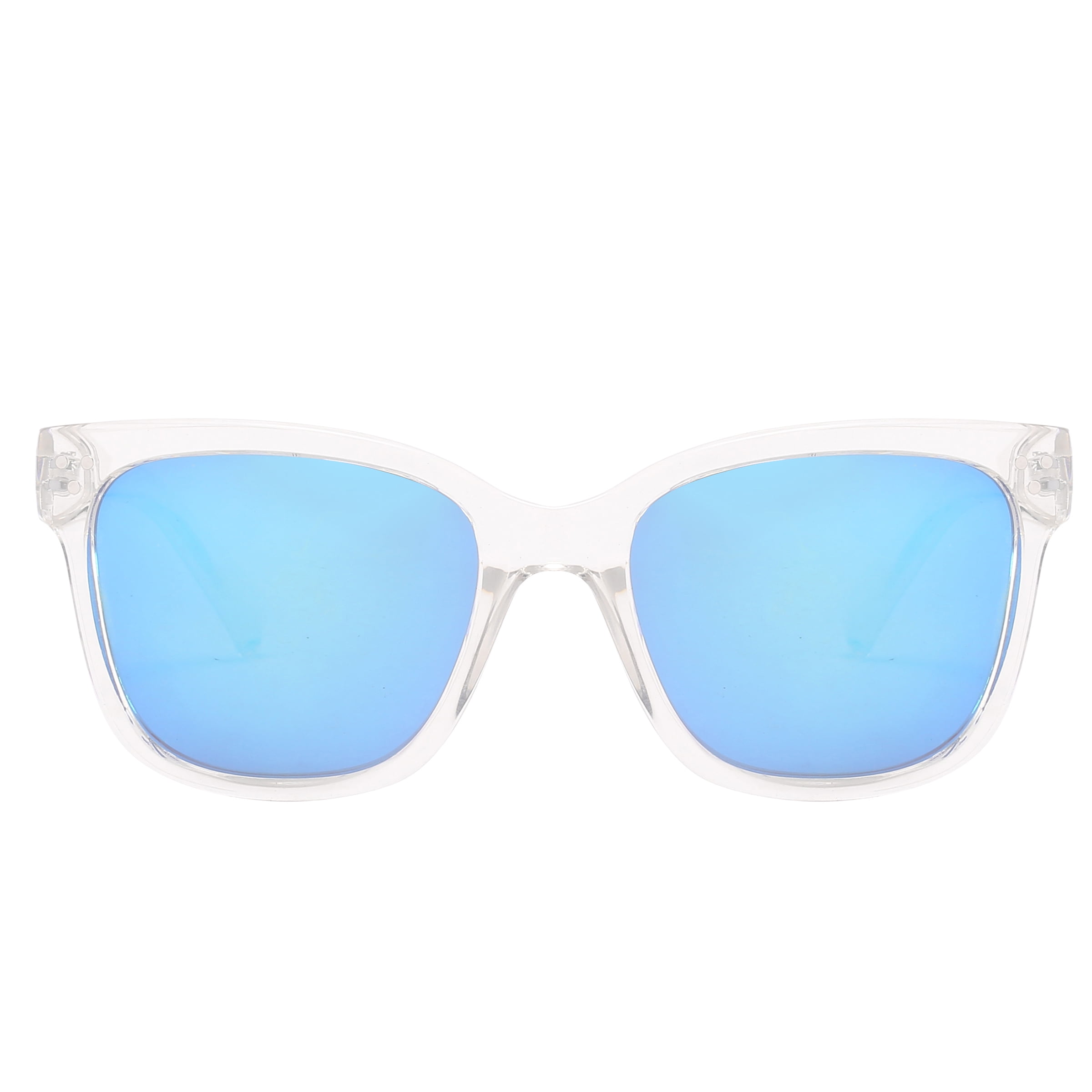 Piranha Eyewear Nova Eco-Pact Clear Unisex Sunglasses with Blue Mirror Lens  