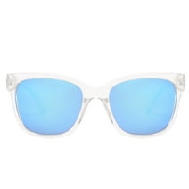 Piranha Eyewear Nova Eco-Pact Clear Unisex Sunglasses with Blue Mirror Lens
