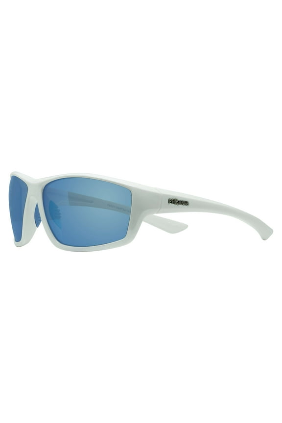 Orion II White Sport Sunglasses with Blue Mirror Lens