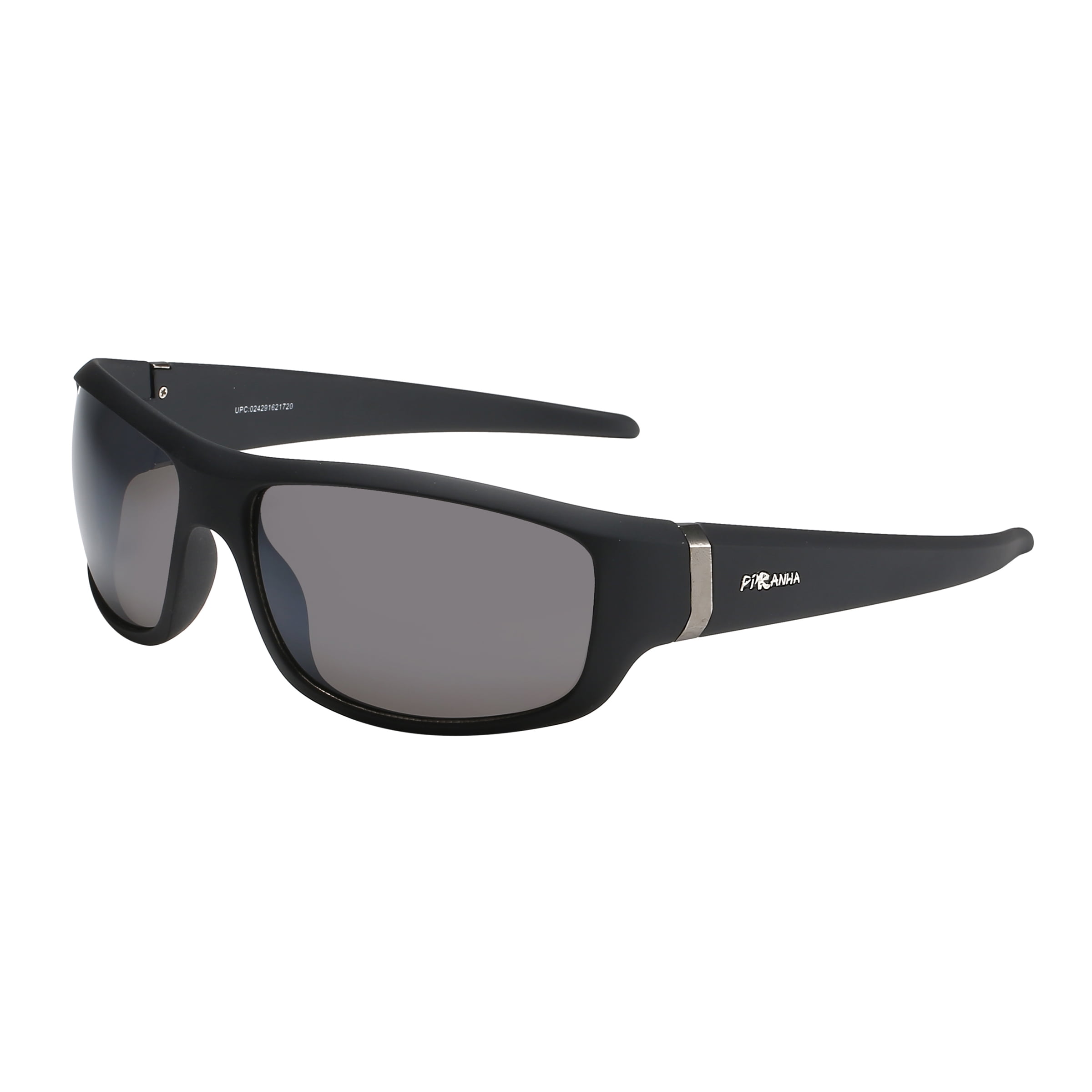 Piranha Eyewear Pluto Black Sport Sunglasses with Smoke Lens and Wide