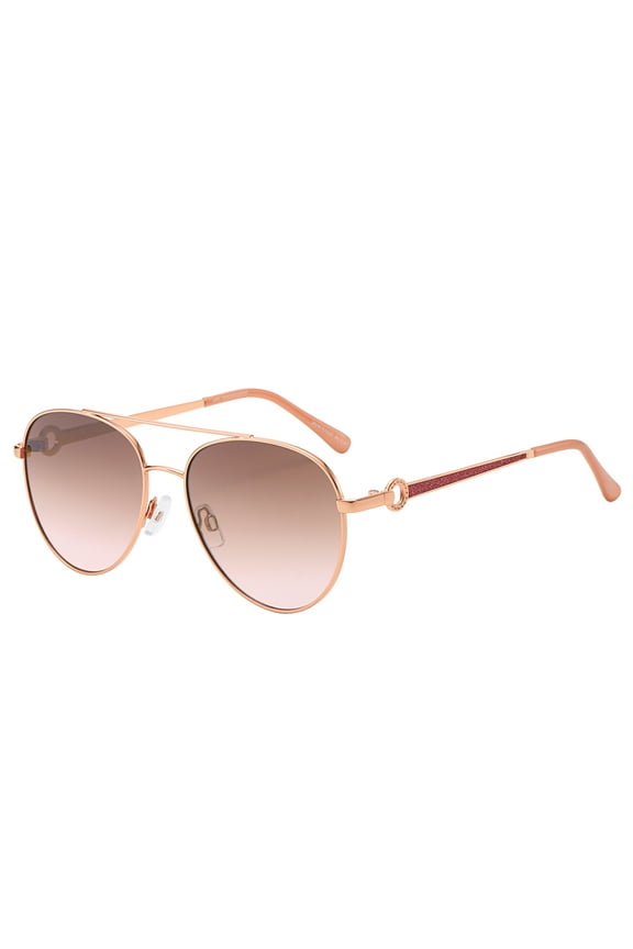 Signature Gold Aviator Sunglasses for Women with Brown Gradient Lens