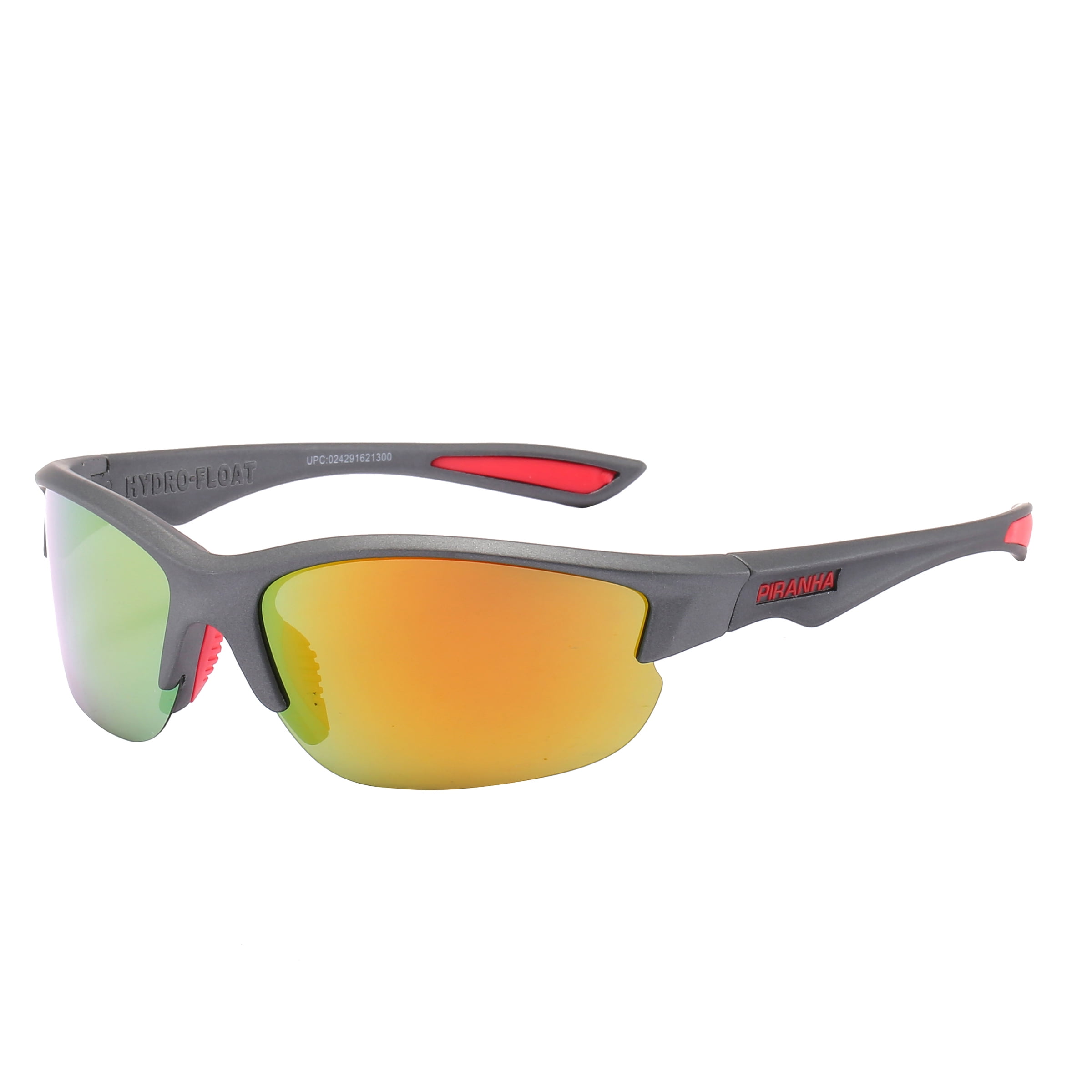 Piranha Eyewear Spirit Hydrofloat unisex Sport Sunglasses with Orange Mirror Lens, adult Unisex, Size: One size, Gray
