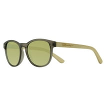 Piranha Eyewear Stax Bamboo Sunglasses with Round Gray Frame and Gold Mirror Lens