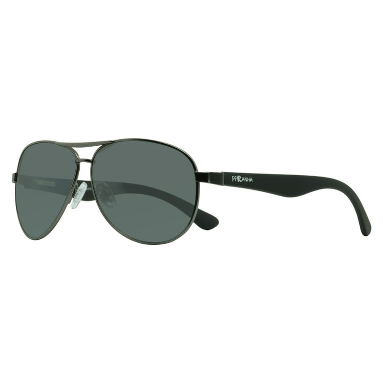 Piranha Eyewear Vortex Black Aviator Sunglasses for Men with Smoke Lens