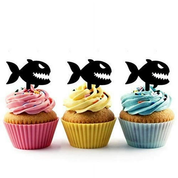 Piranha Fish Acrylic Cupcake Toppers 12 pcs