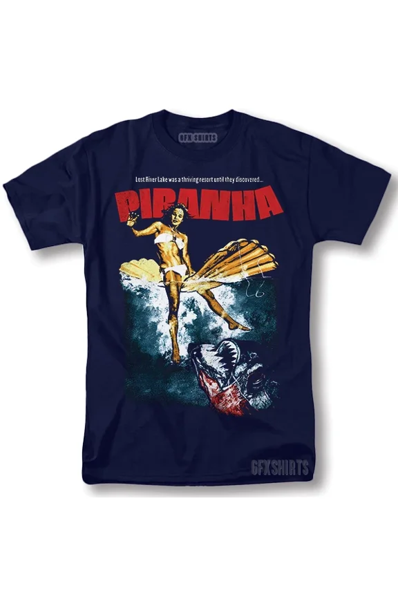 Piranha Shirt Classic Movie Vintage Graphic Design T-Shirt