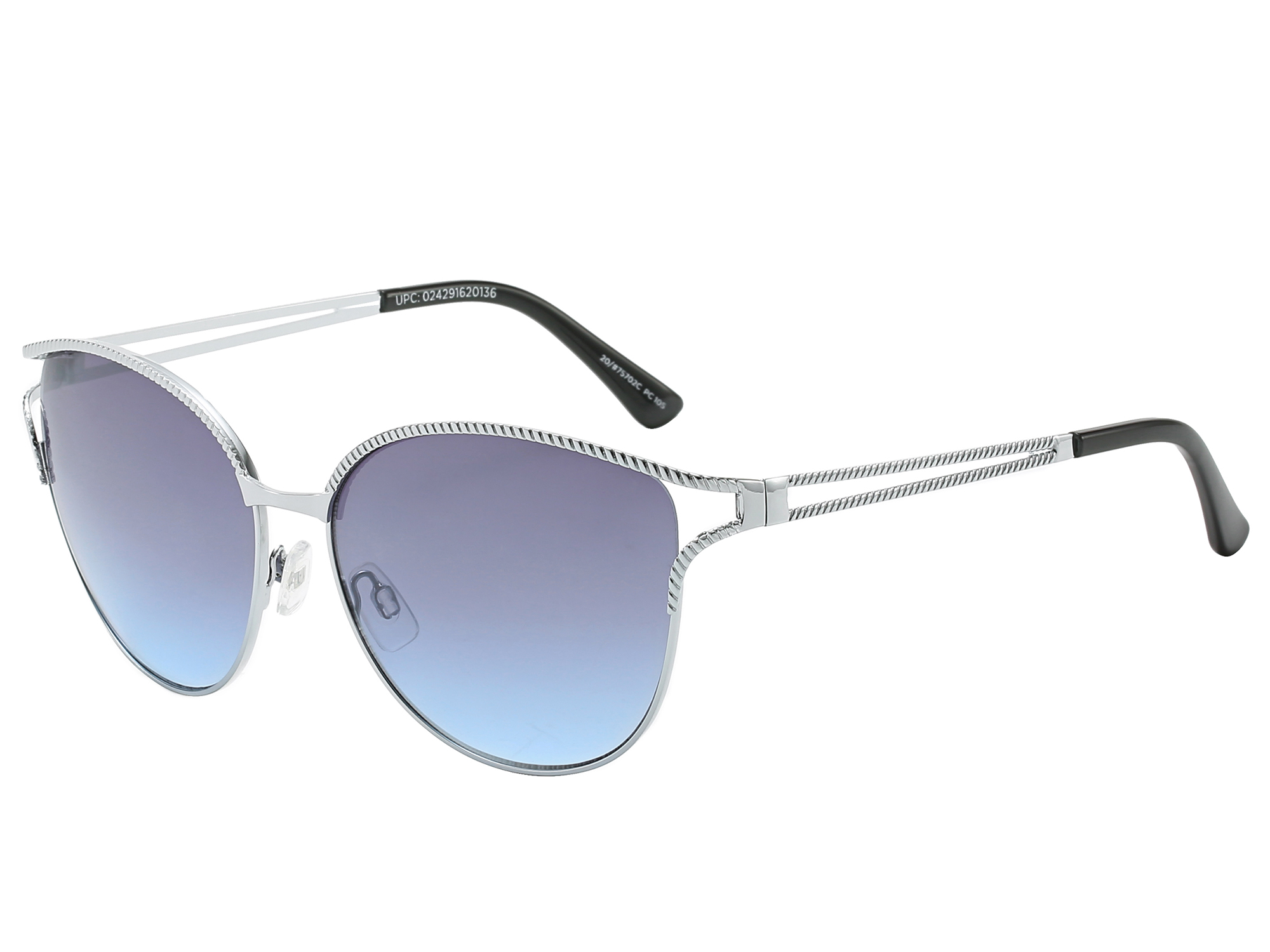 Piranha Women's "Twiggy" Silver Frame Mod Fashion Sunglasses with Purple and Blue Gradient Lens - image 1 of 2