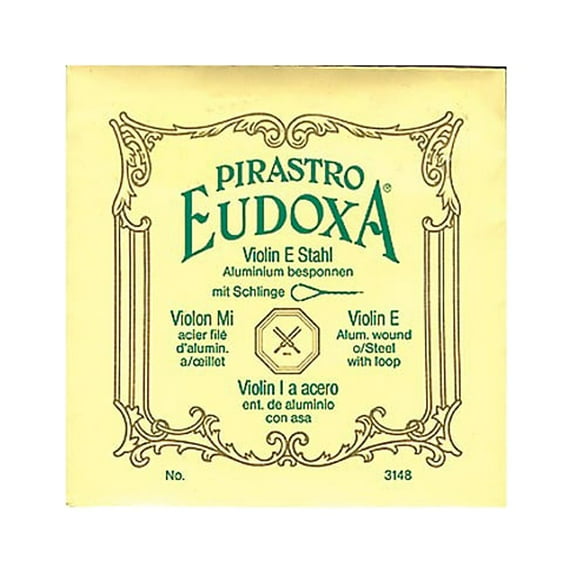 Pirastro Eudoxa Series Violin E Strings 4/4 Medium Loop End, Steel/Aluminum