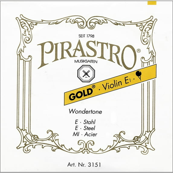 Pirastro Wondertone Gold Label Series Violin String Set 4/4 Size - E String Ball End