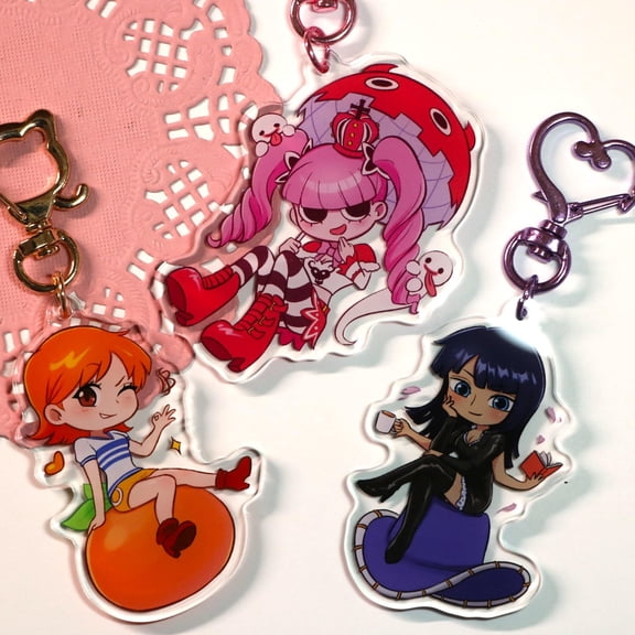 Pirate Adventure Anime Heroines Acrylic Keychain Charms Perona Nami Robin, random 1 pack