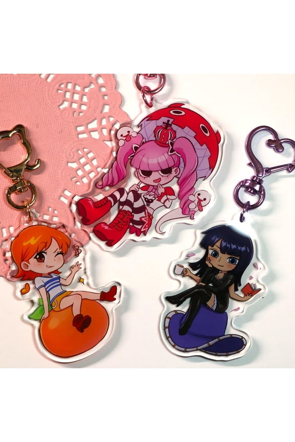Pirate Adventure Anime Heroines Acrylic Keychain Charms Perona Nami Robin, random 1 pack