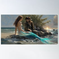 Pirate And Mermaid Poster Wall Art, Modern Wall Decor For Living Room Bedroom, 8x12 UNFRAMED