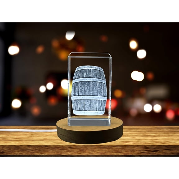 Pirate Barrel Crystal Decoration Gift | Intricately Engraved 3D Pirate Beverage Container